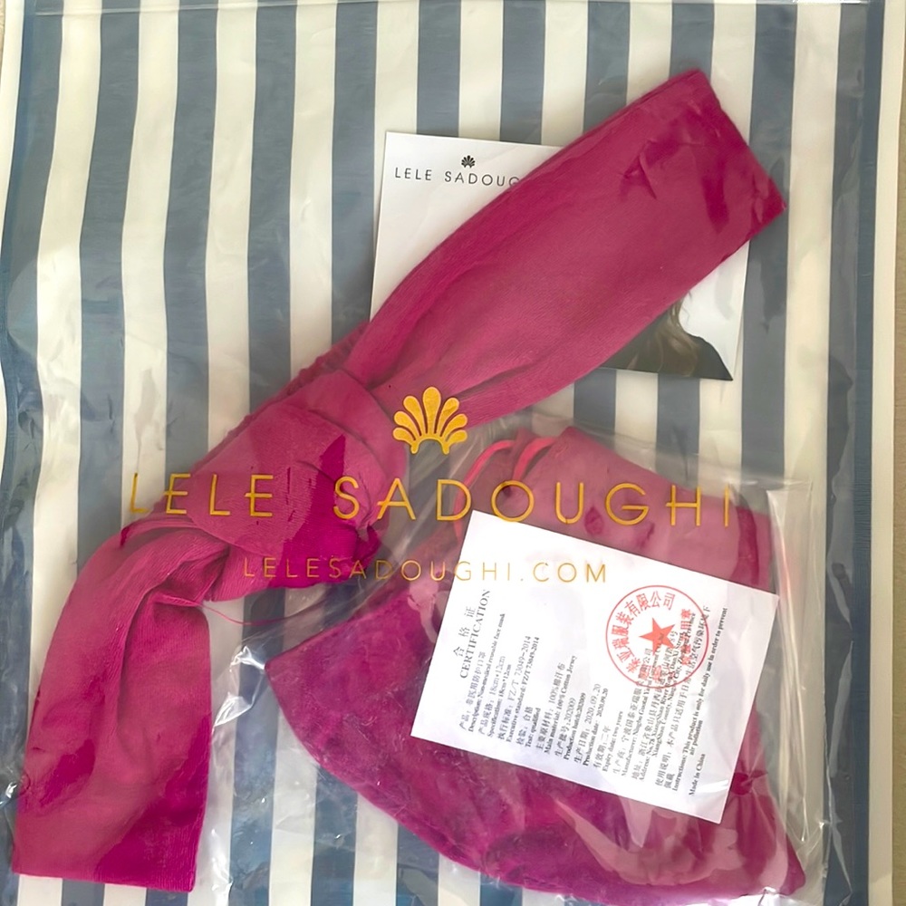 NEW Lele Sadoughi Reusable Face Mask with Matching Head Band